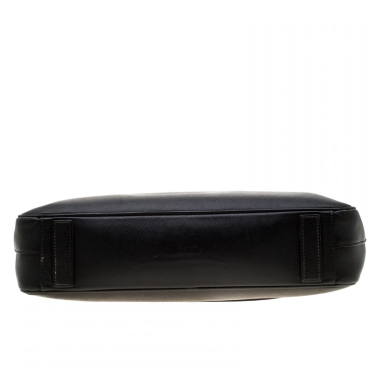 Pre Owned Prada Black Saffiano Leather Travel Briefcase Bag