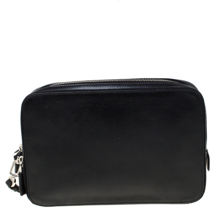 Pre Owned Prada Black Leather Travel Clutch