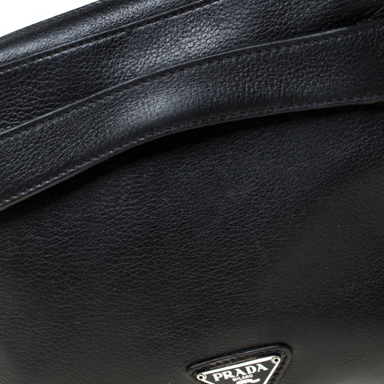 Pre Owned Prada Black Leather Travel Clutch