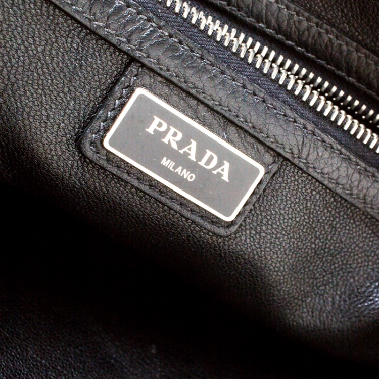 Pre Owned Prada Black Leather Travel Clutch