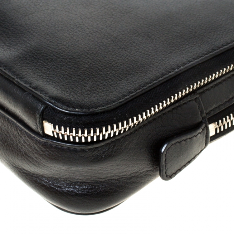 Pre Owned Prada Black Leather Travel Clutch