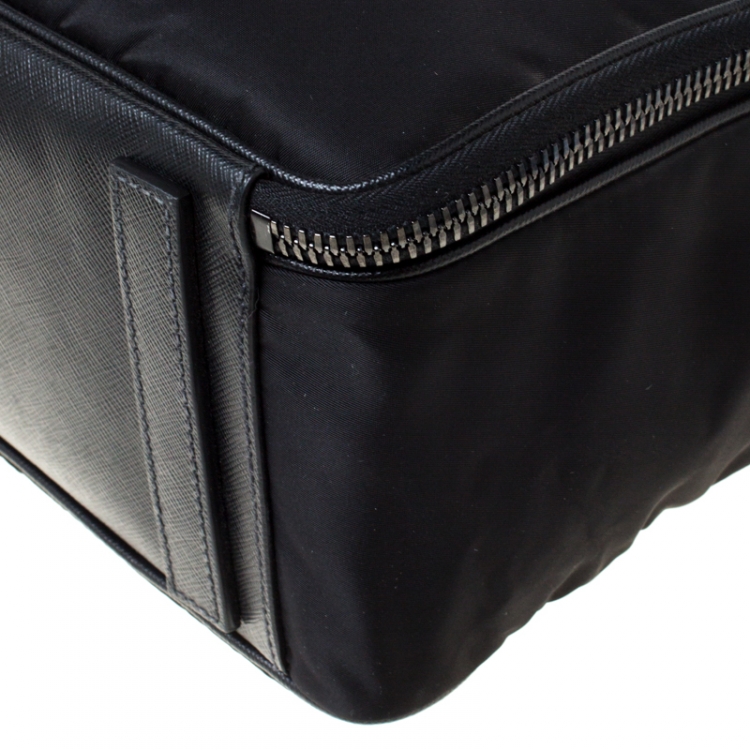 Pre Owned Prada Black Nylon and Leather Zip Briefcase