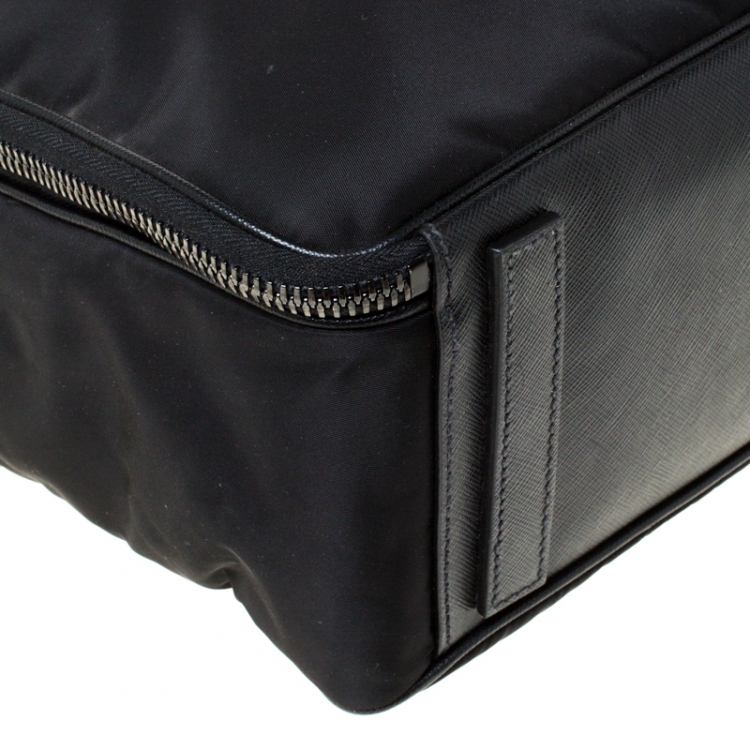 Pre Owned Prada Black Nylon and Leather Zip Briefcase
