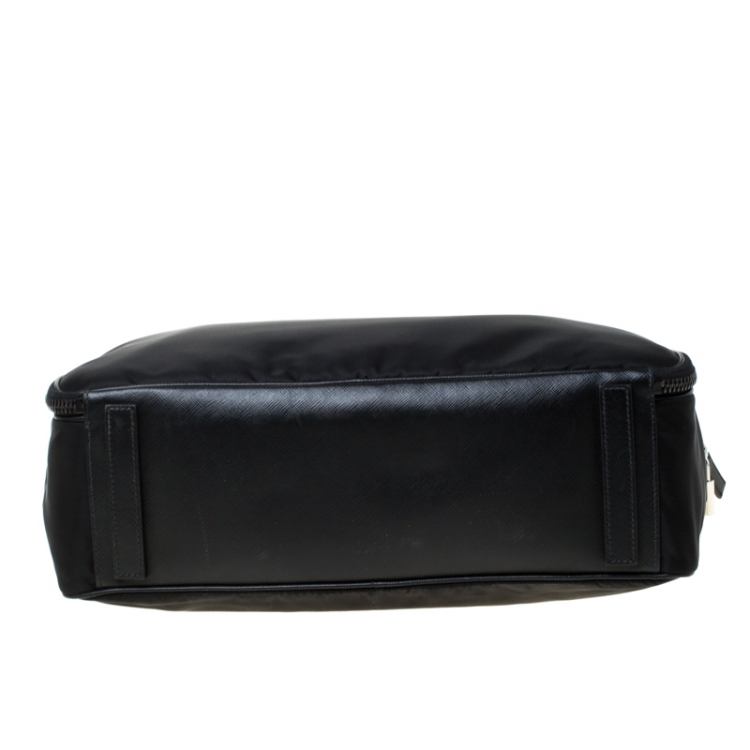 Pre Owned Prada Black Nylon and Leather Zip Briefcase