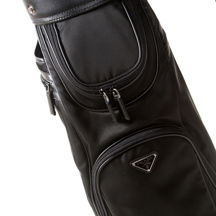 Pre Owned Prada Black Tessuto and Saffiano Leather Golf Bag
