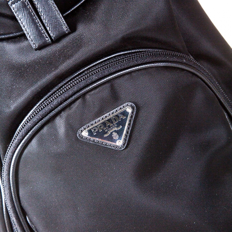 Pre Owned Prada Black Tessuto and Saffiano Leather Golf Bag