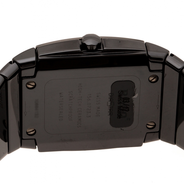 Pre Owned Rado Black Ceramic Titanium Sintra 156.0723.3 Men's Wristwatch 35 mm