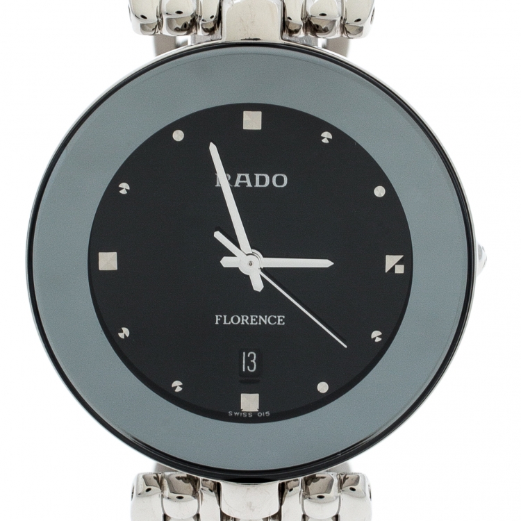 Pre Owned Rado Black Stainless Steel Florence 01.129.3742.4.015 Men's Wristwatch 32 mm