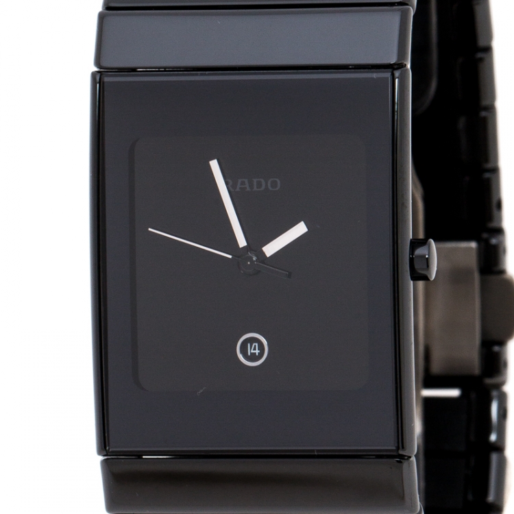 Pre Owned Rado Black Ceramica R21347222 Men's Wristwatch 27 mm