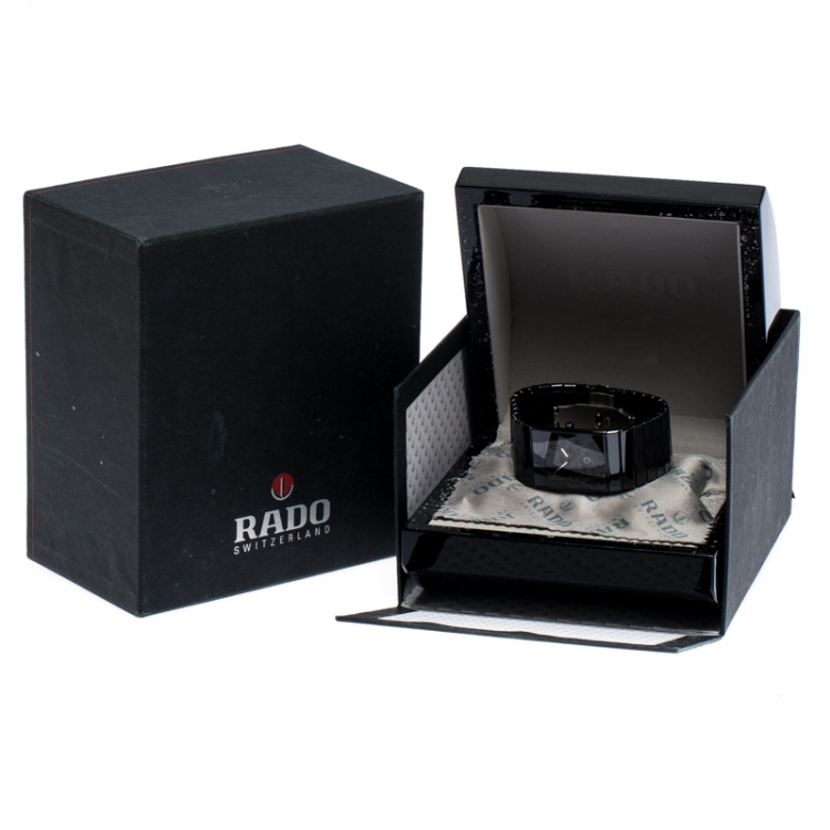 Pre Owned Rado Black Ceramica R21347222 Men's Wristwatch 27 mm