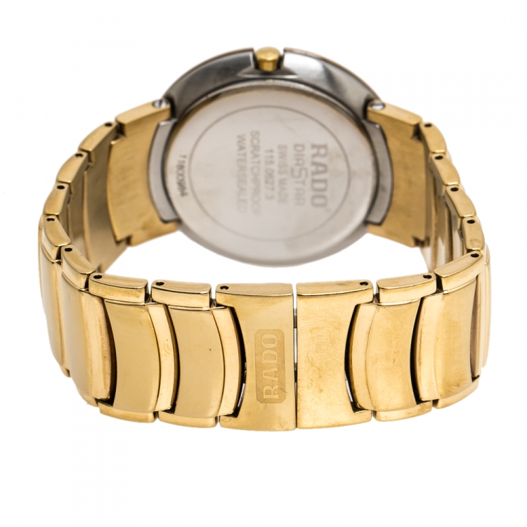 Pre Owned Rado Yellow Gold Plated Stainless Steel Coupole R2262773 Men's Wristwatch 35 mm
