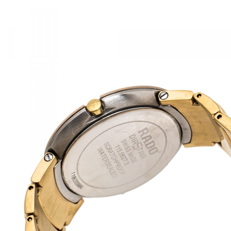 Pre Owned Rado Yellow Gold Plated Stainless Steel Coupole R2262773 Men's Wristwatch 35 mm