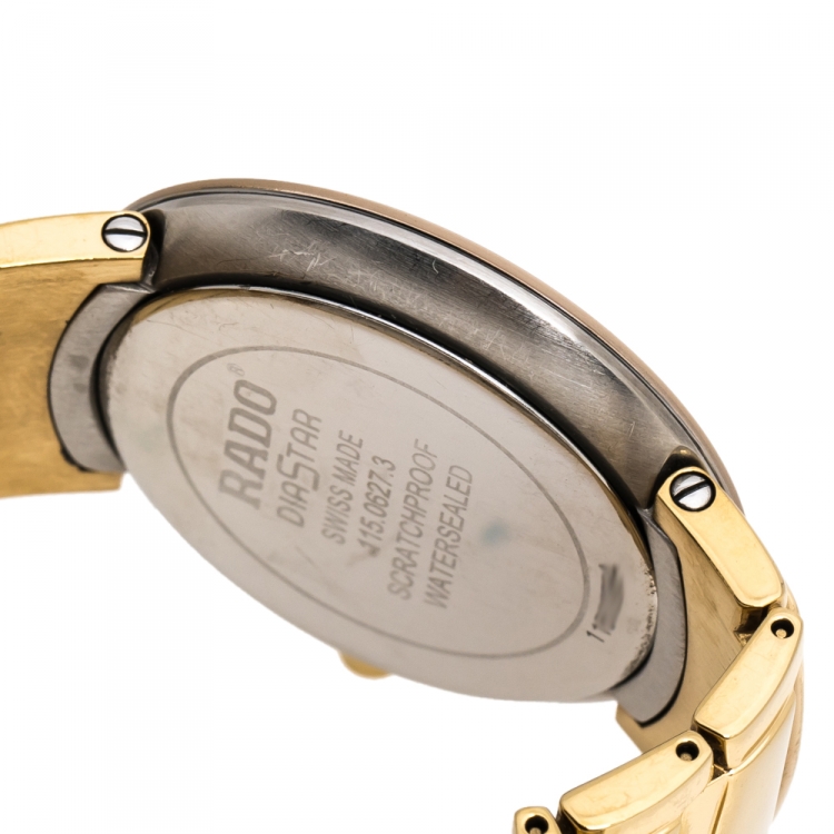 Pre Owned Rado Yellow Gold Plated Stainless Steel Coupole R2262773 Men's Wristwatch 35 mm