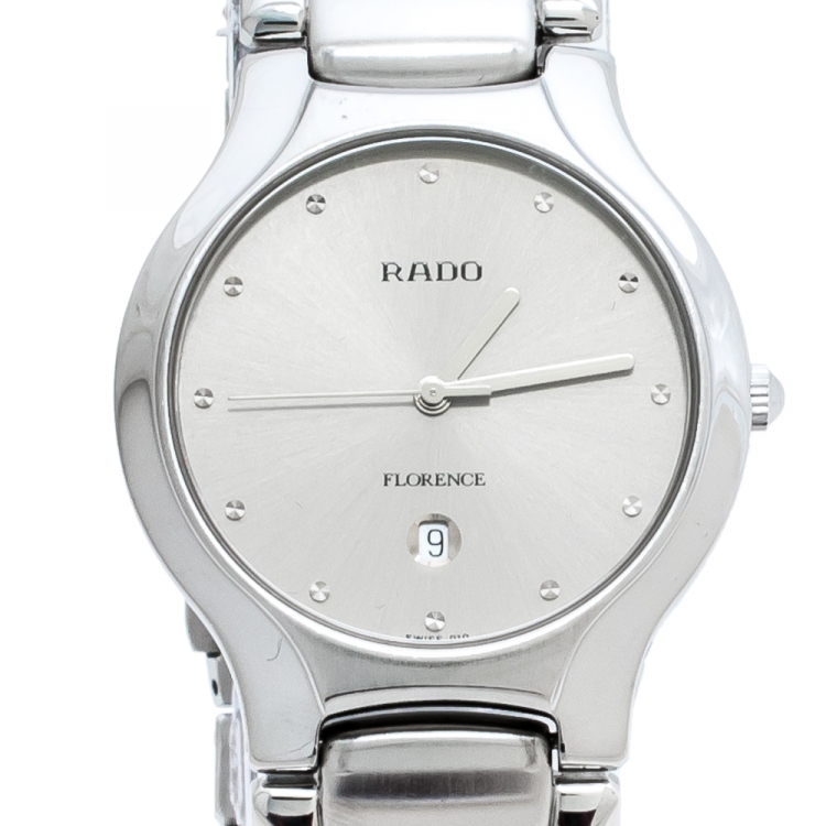 Pre Owned Rado Silver Grey Stainless Steel Florence 129.3755.4 Men's Wristwatch 33 mm