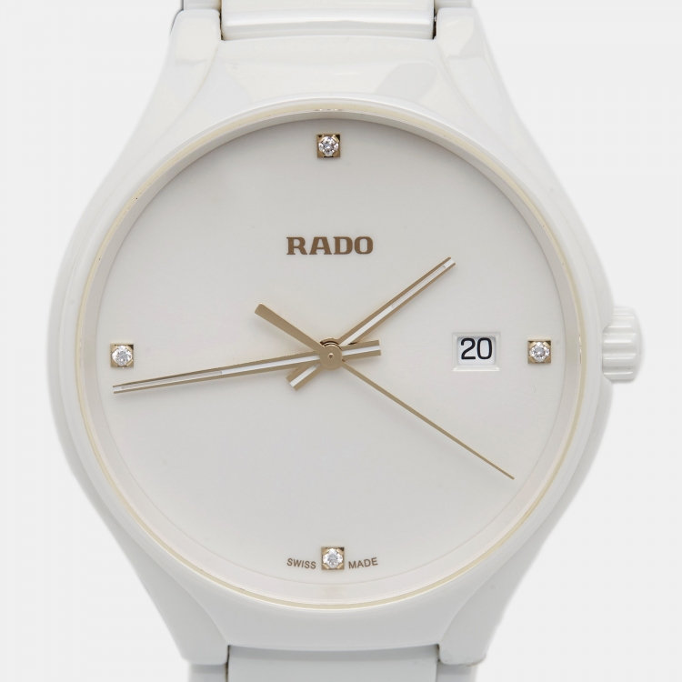 Pre Owned Rado White High-Tech Ceramic Titanium True R27240712 Men's Wristwatch 40 mm