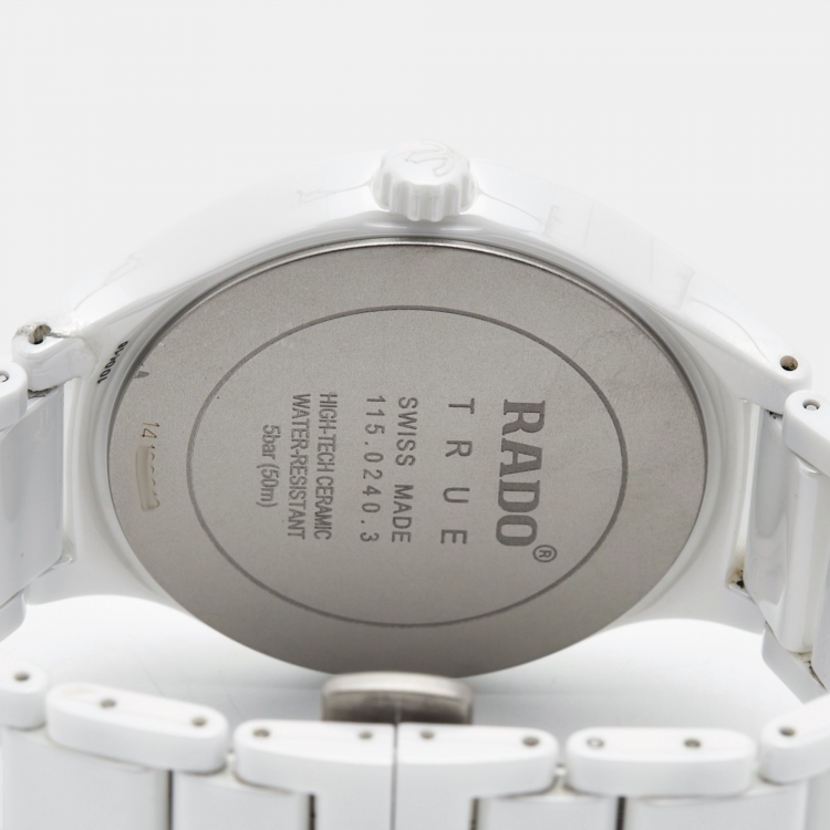 Pre Owned Rado White High-Tech Ceramic Titanium True R27240712 Men's Wristwatch 40 mm
