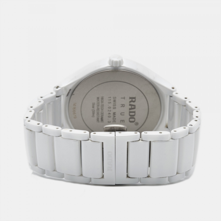 Pre Owned Rado White High-Tech Ceramic Titanium True R27240712 Men's Wristwatch 40 mm