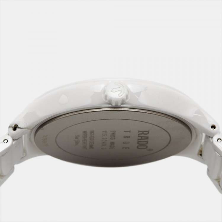 Pre Owned Rado White High-Tech Ceramic Titanium True R27240712 Men's Wristwatch 40 mm