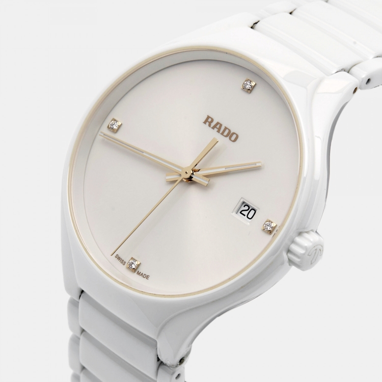 Pre Owned Rado White High-Tech Ceramic Titanium True R27240712 Men's Wristwatch 40 mm