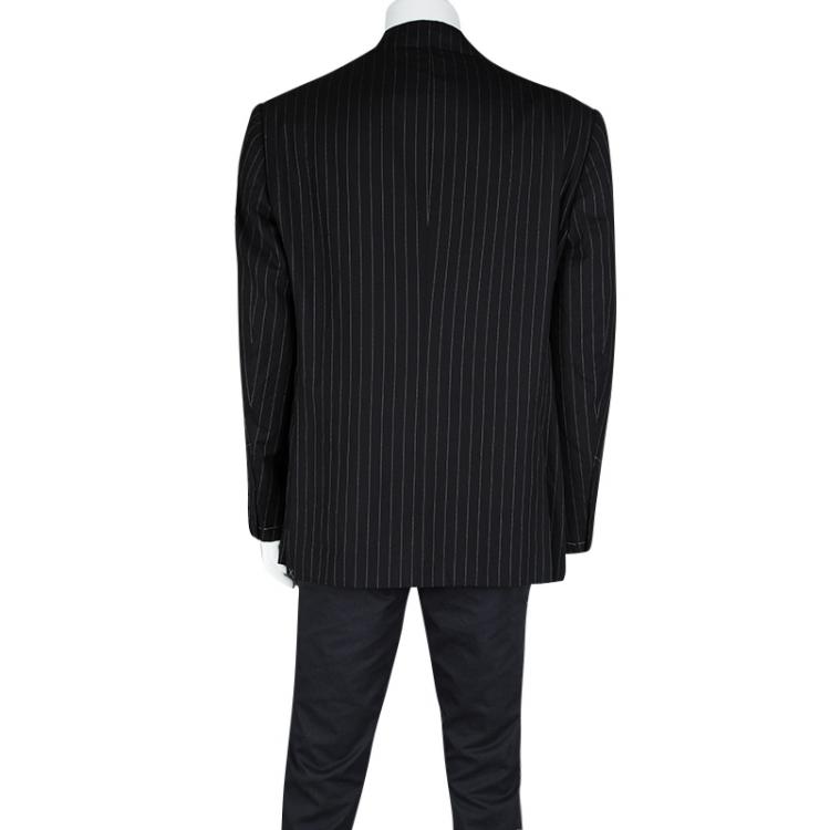 مملوكة �مسبقًا Ralph Lauren Black Dot Striped Wool Regular Fit Blazer XXXL