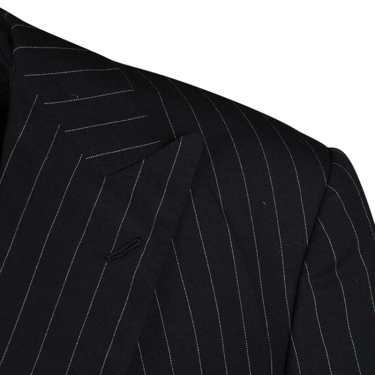 مملوكة مسبقًا Ralph Lauren Black Dot Striped Wool Regular Fit Blazer XXXL