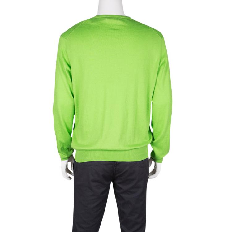 مملوكة مسبقًا Ralph Lauren Kiwi Green Cotton Cashmere Sweater XL