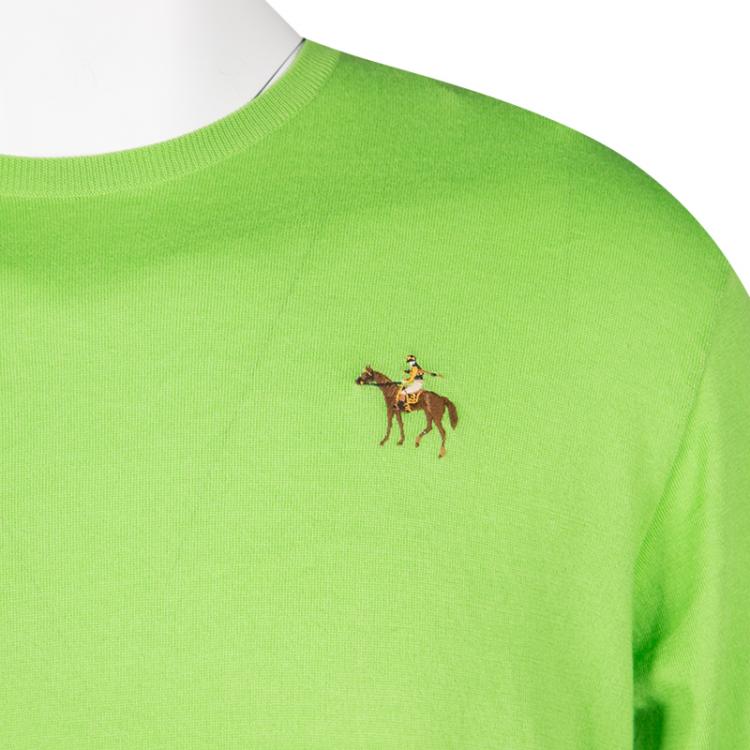 مملوكة مسبقًا Ralph Lauren Kiwi Green Cotton Cashmere Sweater XL