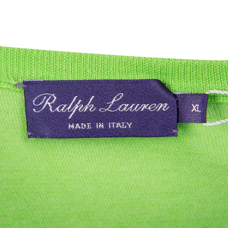 مملوكة مسبقًا Ralph Lauren Kiwi Green Cotton Cashmere Sweater XL