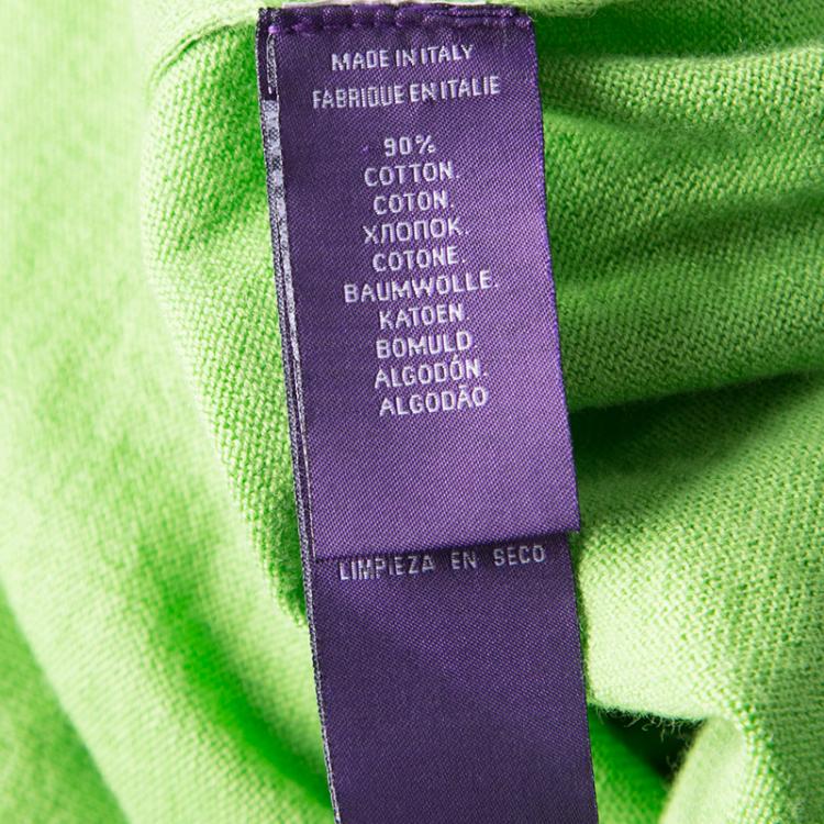 مملوكة مسبقًا Ralph Lauren Kiwi Green Cotton Cashmere Sweater XL