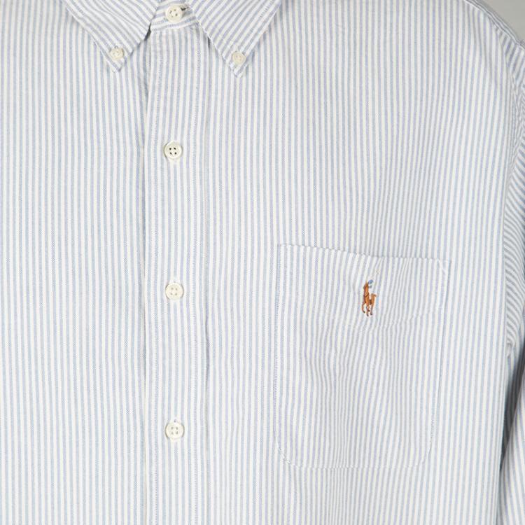 Pre Owned Ralph Lauren Blue and White Striped Cotton Long Sleeve Button Front Shirt XXL