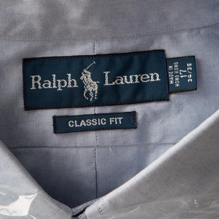 Pre Owned Ralph Lauren Blue Cotton Long Sleeve Button Down Classic Fit Shirt XXL
