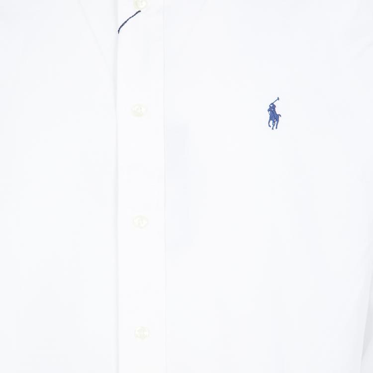 Pre Owned Ralph Lauren White Cotton Long Sleeve Button Down Classic Fit Shirt XL