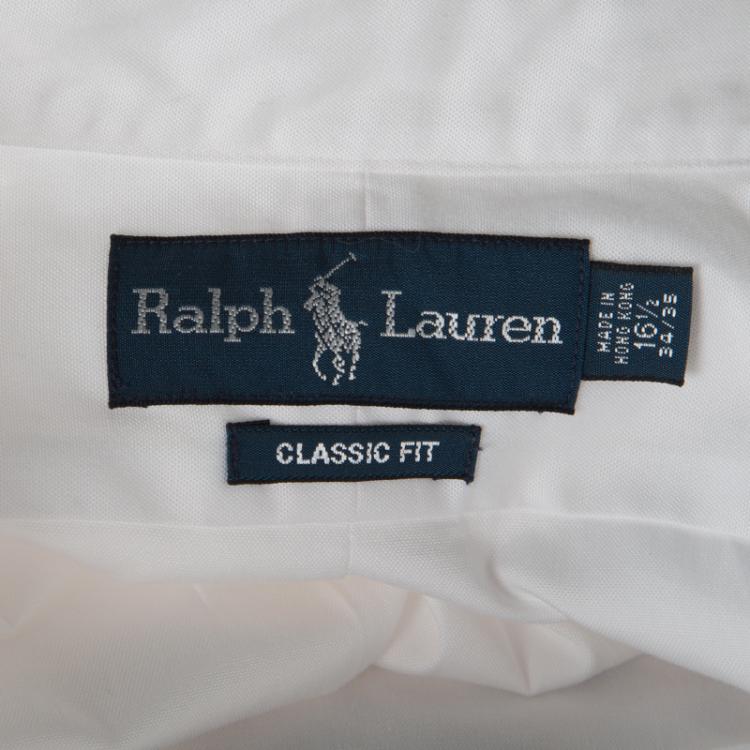 Pre Owned Ralph Lauren White Cotton Long Sleeve Button Down Classic Fit Shirt XL