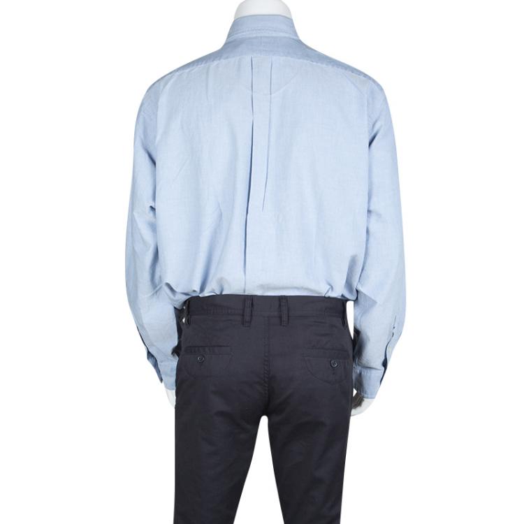 Pre Owned Ralph Lauren Blue Cotton Long Sleeve Button Down Classic Fit Oxford Shirt XXL