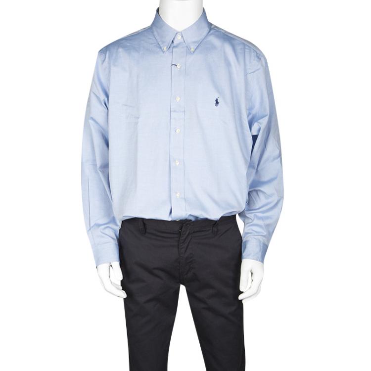 Pre Owned Ralph Lauren Blue Cotton Long Sleeve Button Down Classic Fit Shirt XL