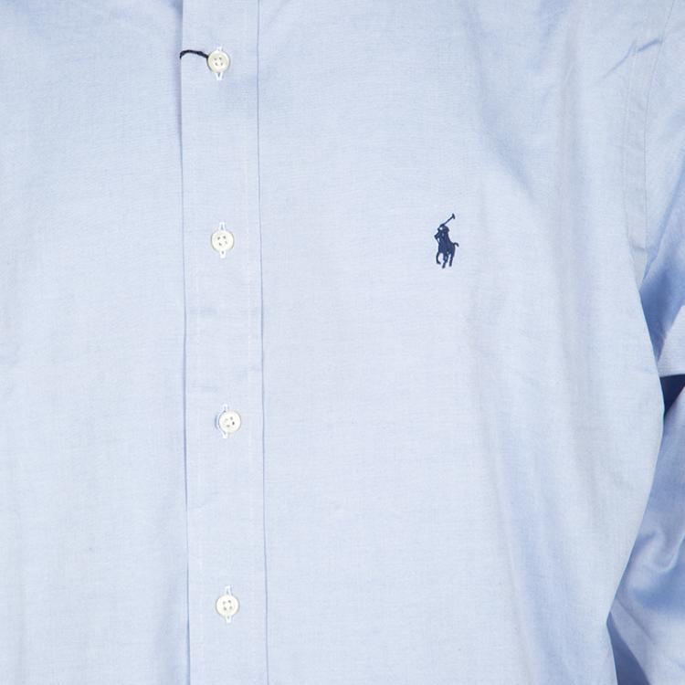Pre Owned Ralph Lauren Blue Cotton Long Sleeve Button Down Classic Fit Shirt XL