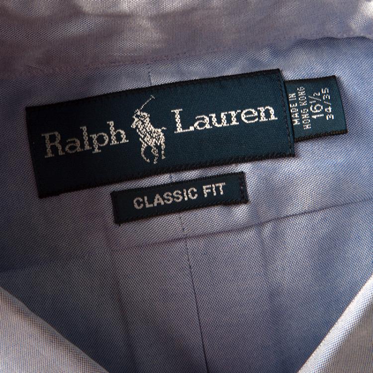 Pre Owned Ralph Lauren Blue Cotton Long Sleeve Button Down Classic Fit Shirt XL
