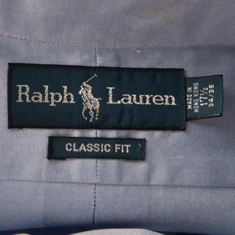 Pre Owned Ralph Lauren Blue Cotton Long Sleeve Button Down Classic Fit Shirt 3XL