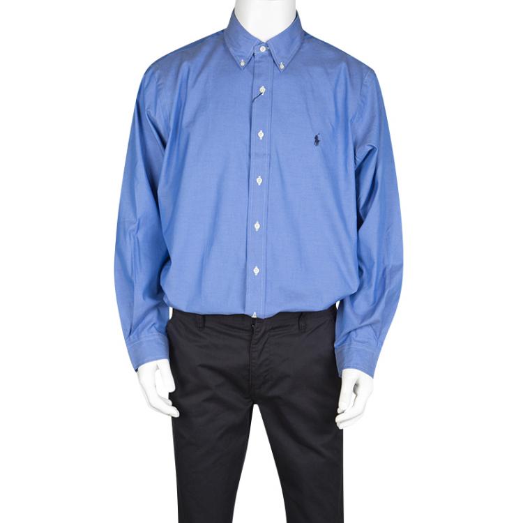 Pre Owned Ralph Lauren Dark Blue Cotton Long Sleeve Button Down Classic Fit Shirt XXL