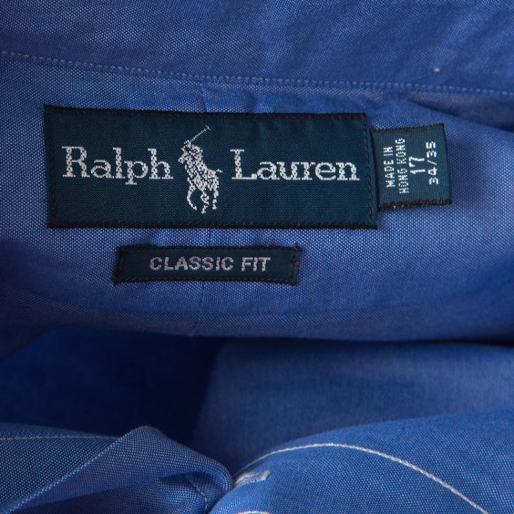 Pre Owned Ralph Lauren Dark Blue Cotton Long Sleeve Button Down Classic Fit Shirt XXL