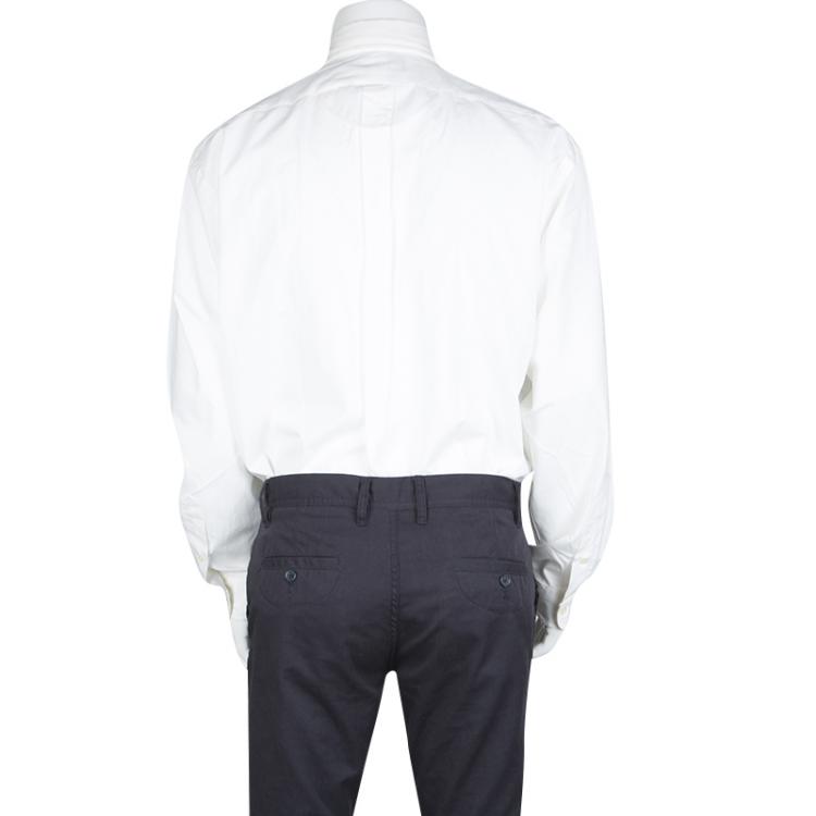 Pre Owned  Ralph Lauren White Cotton Long Sleeve Sueded Broadcloth Blake Shirt L