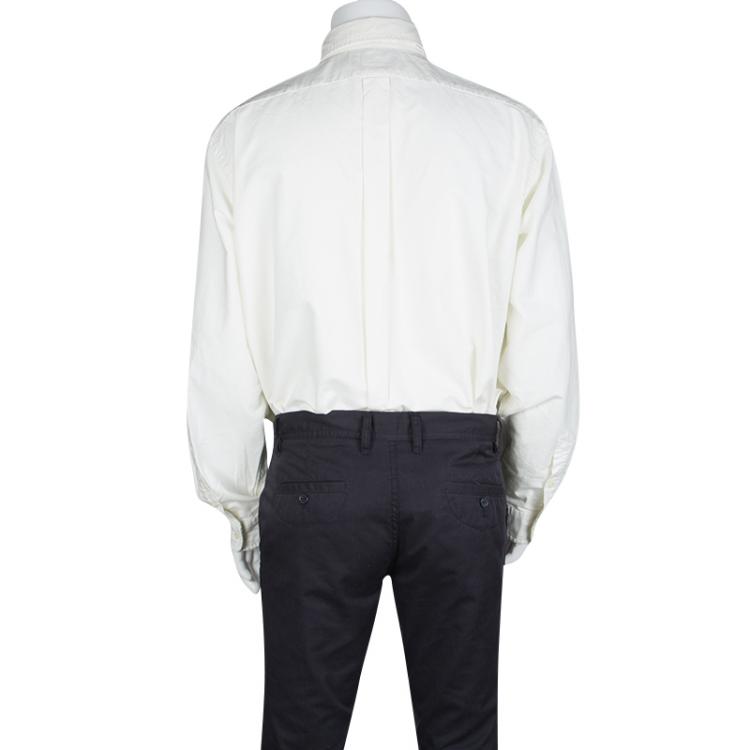 Pre Owned Ralph Lauren Off White Cotton Long Sleeve Button Down Classic Fit Shirt XXL