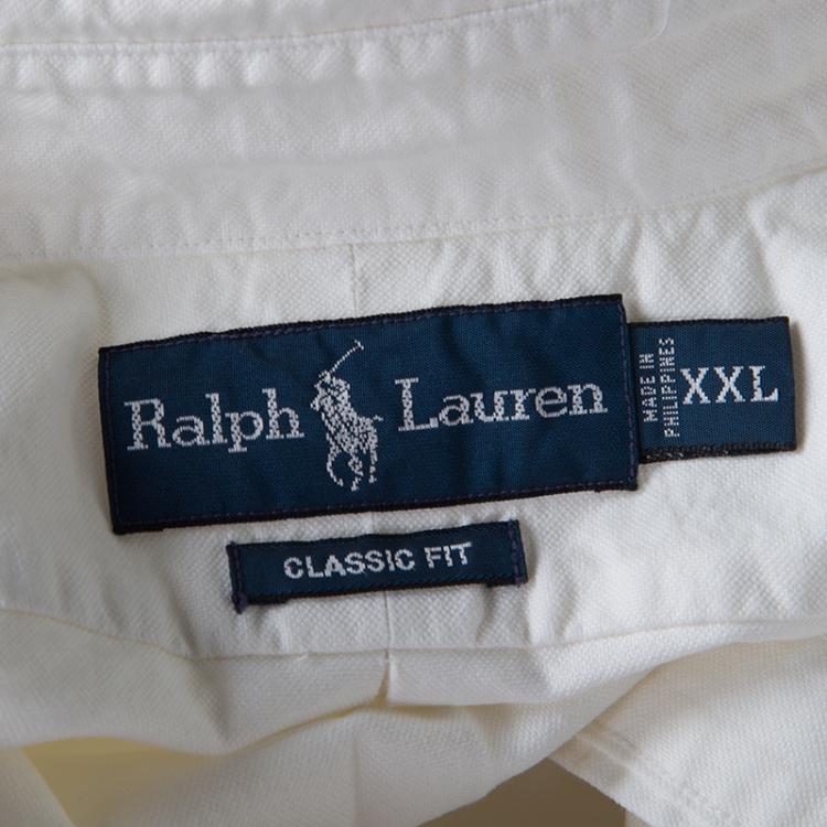 Pre Owned Ralph Lauren Off White Cotton Long Sleeve Button Down Classic Fit Shirt XXL