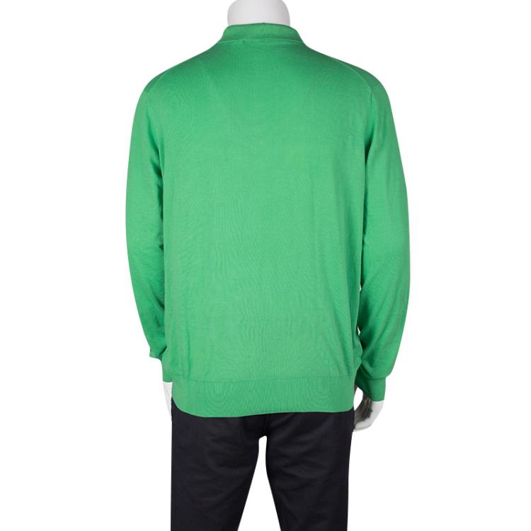 مملوكة مسبقًا Ralph Lauren Green Cotton Knit Long Sleeve Polo T-Shirt XXL