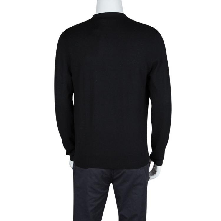 Pre Owned Ralph Lauren Black Cashmere Long Sleeve Button Front Cardigan L