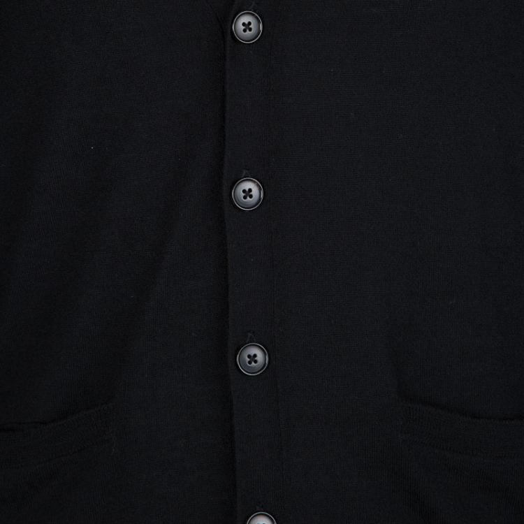 Pre Owned Ralph Lauren Black Cashmere Long Sleeve Button Front Cardigan L