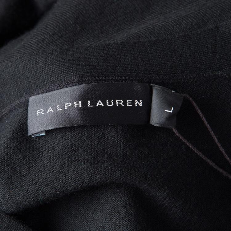 Pre Owned Ralph Lauren Black Cashmere Long Sleeve Button Front Cardigan L
