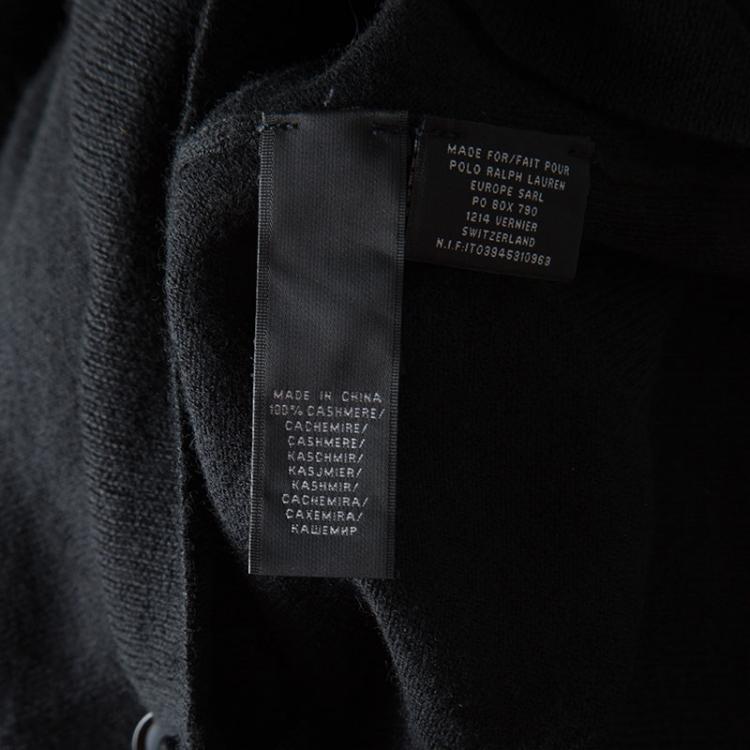 Pre Owned Ralph Lauren Black Cashmere Long Sleeve Button Front Cardigan L