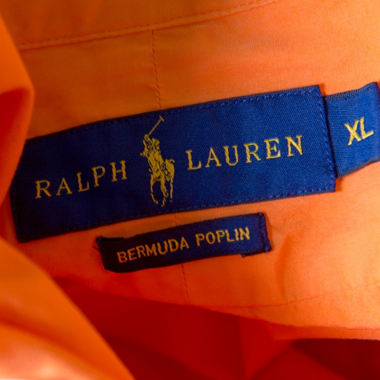 Pre Owned Ralph Lauren Orange Bermuda Poplin Button Down Shirt XL