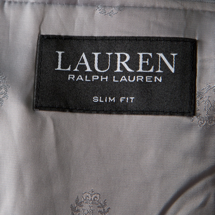 Pre Owned Lauren By Ralph Lauren Light Grey Checkered Wool Slim Fit Suit 4XL